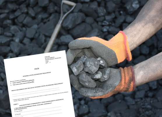 Wzór wniosku o dodatek węglowy na tle węgla.