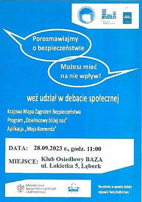 Debata społeczna na temat: „Bezpieczeństwo seniorów” – 28.09.2023 r. grafika