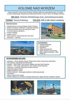 Kolonie letnie 2024 dla dzieci rolników z gminy Nowa Wies Lęborska grafika