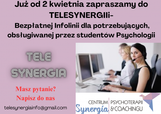 TeleSynergia darmowa infolinia dla osób dorosłych potrzebujących wsparcia psychologa grafika